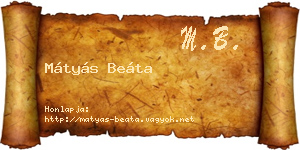 Mátyás Beáta névjegykártya